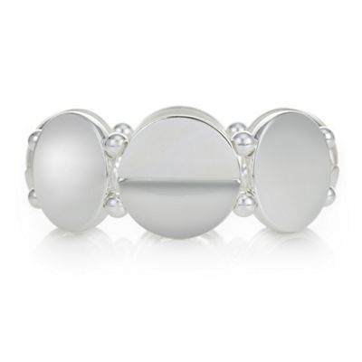 Silver pearl half disc stretch bracelet